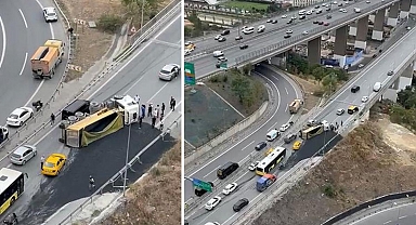 TEM Otoyolunda kaza... Yol trafiğe kapandı.
