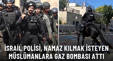 İsrail polisi, Mescid-i Aksa'da cuma namazı kılmak isteyen Müslümanların üzerine gaz bombası attı!