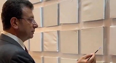 Ekrem İmamoğlu Contemporary İstanbul fuarında yağlı boya resim yaptı! İşte o mini tablo